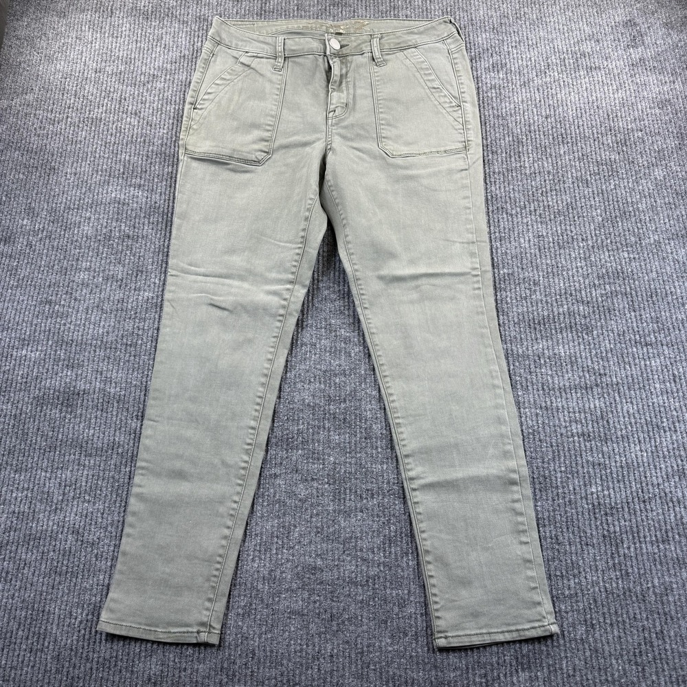 Seven7 Utility Skinny Jeans Womens 10 Green Slim Stretch Denim 32x27 Pockets‎